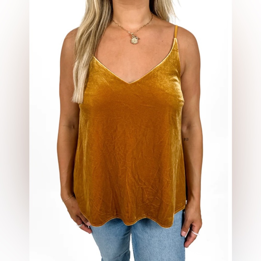 Sunday in Brooklyn Evereve Mustard Yellow Velvet Cami, Size M